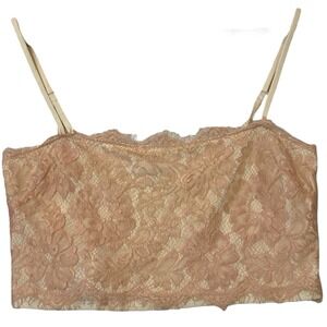 Free People Lace Crop Top Womens XS/S Nude Pink Coquette Dreamy Kawaii Edgy Chic